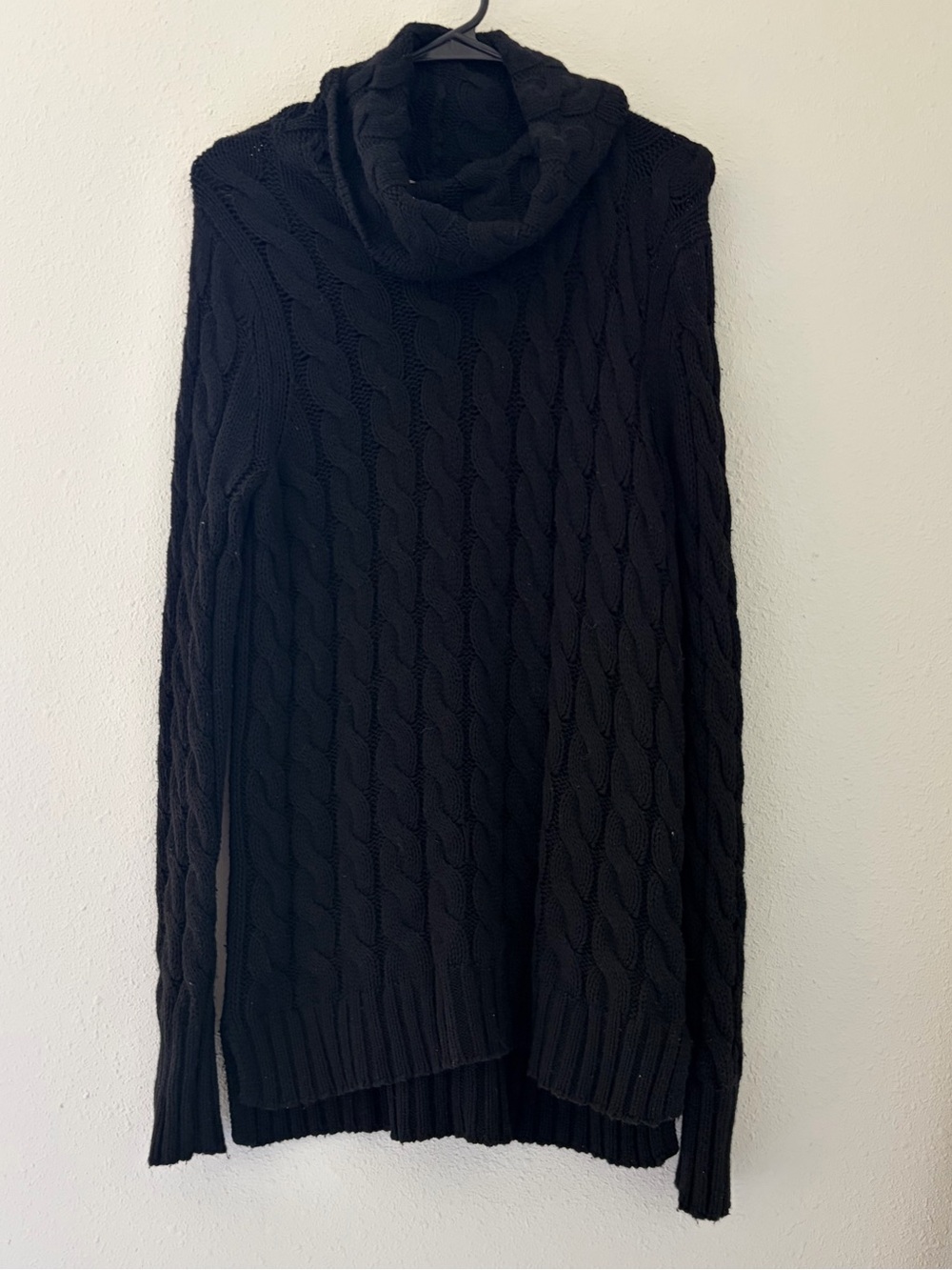 Black Banana Republic Cable Knit Cowl Neck Women's Sweater Dress Size Large